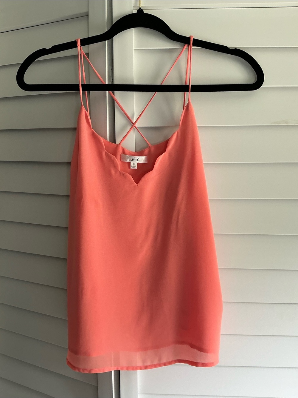 Noelle Coral Pink Scallop-Neck Crisscross Cami